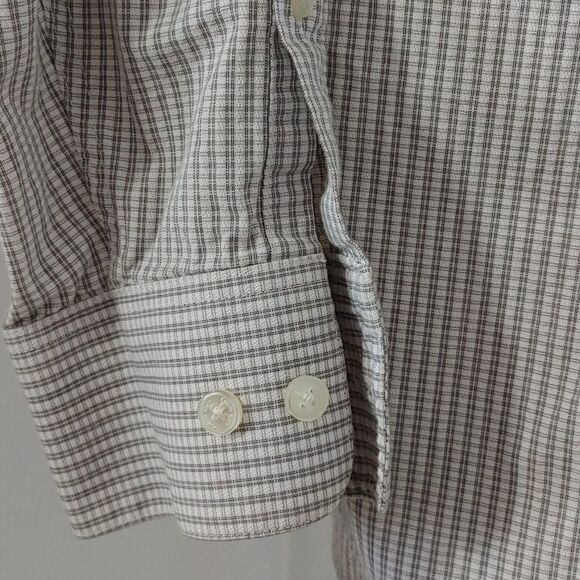 Calvin Klein| mens dress shirt black and white checker gingham - Picture 4 of 5